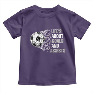 Funny Life Is About Goals And Assists Toddler T Shirt Soccer Lover TS12 Purple Print Your Wear