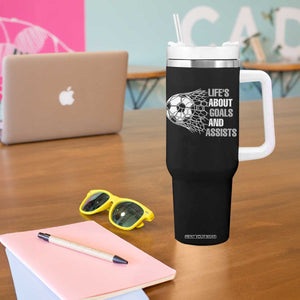 Funny Life Is About Goals And Assists Tumbler With Handle Soccer Lover TS12 Print Your Wear