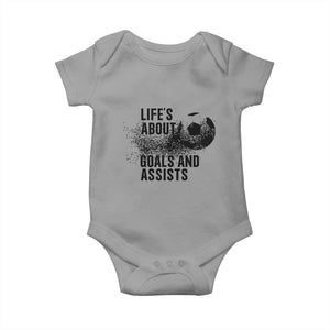 Funny Life Is About Goals And Assists Baby Onesie Goalkeepers Gifts TS12 Sport Gray Print Your Wear