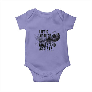 Funny Life Is About Goals And Assists Baby Onesie Goalkeepers Gifts TS12 Violet Print Your Wear