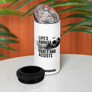 Funny Life Is About Goals And Assists 4 in 1 Can Cooler Tumbler Goalkeepers Gifts TS12 Print Your Wear