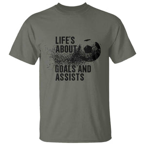 Funny Life Is About Goals And Assists T Shirt Goalkeepers Gifts TS12 Military Green Print Your Wear
