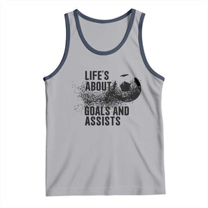 Funny Life Is About Goals And Assists Tank Top Goalkeepers Gifts TS12 Athletic Heather Navy Print Your Wear