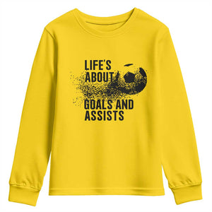 Funny Life Is About Goals And Assists Youth Sweatshirt Goalkeepers Gifts TS12 Daisy Print Your Wear