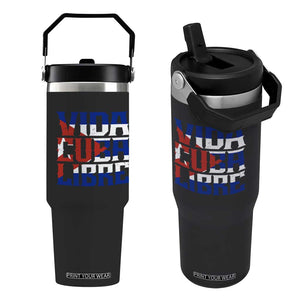 Viva Cuba Libre Flip Straw Tumbler Cuban Freedom Supporter TS12 One Size: 30 oz Black Print Your Wear