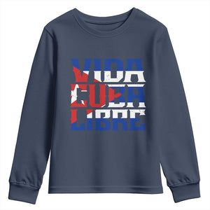 Viva Cuba Libre Youth Sweatshirt Cuban Freedom Supporter TS12 Navy Print Your Wear