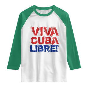 Viva Cuba Libre Raglan Shirt SOS Cuba Stand With Freedom Movement TS12 White Kelly Green Print Your Wear