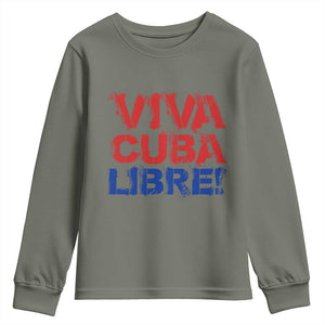 Viva Cuba Libre Youth Sweatshirt SOS Cuba Stand With Freedom Movement TS12 Military Green Print Your Wear