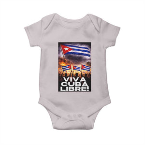 Viva Cuba Libre Baby Onesie Cuban Freedom Protest TS12 Ice Gray Print Your Wear