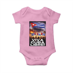 Viva Cuba Libre Baby Onesie Cuban Freedom Protest TS12 Light Pink Print Your Wear