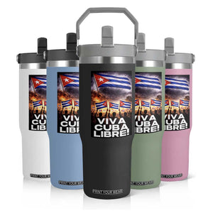 Viva Cuba Libre Flip Straw Tumbler Cuban Freedom Protest TS12 Print Your Wear