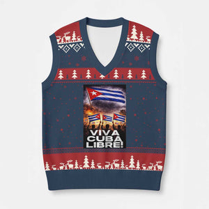 Viva Cuba Libre V-Neck Knit Sweater Vest Cuban Freedom Protest TS12 Navy Red Print Your Wear