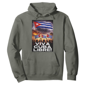 Viva Cuba Libre Hoodie Cuban Freedom Protest TS12 Military Green Print Your Wear