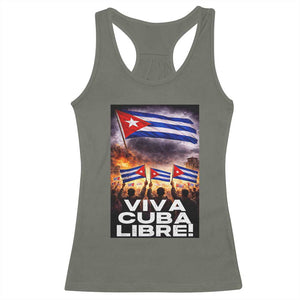 Viva Cuba Libre Racerback Tank Top Cuban Freedom Protest TS12 Military Green Print Your Wear