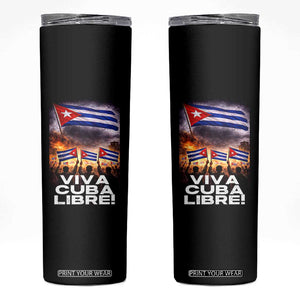 Viva Cuba Libre Skinny Tumbler Cuban Freedom Protest TS12 Black Print Your Wear