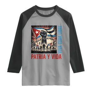 Cuban American Pride Raglan Shirt Viva Cuba Libre Supporter TS12 Sport Gray Black Print Your Wear