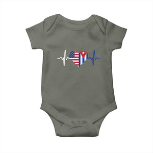 Heartbeat Cuba USA Baby Onesie Cuban American Pride TS12 Military Green Print Your Wear