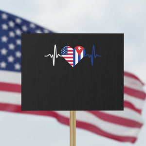 Heartbeat Cuba USA Protest Sign Cuban American Pride TS12 Horizontal 18" × 24" Black Print Your Wear