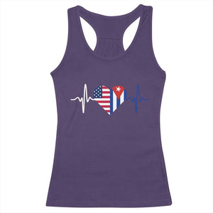 Heartbeat Cuba USA Racerback Tank Top Cuban American Pride TS12 Purple Print Your Wear