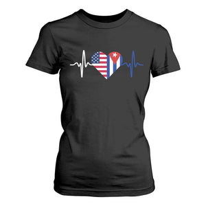 Heartbeat Cuba USA T Shirt For Women Cuban American Pride TS12 Black Print Your Wear