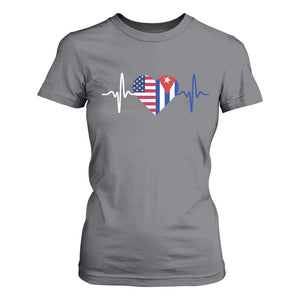 Heartbeat Cuba USA T Shirt For Women Cuban American Pride TS12 Charcoal Print Your Wear