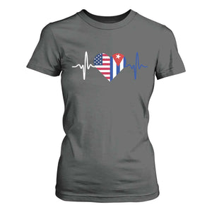 Heartbeat Cuba USA T Shirt For Women Cuban American Pride TS12 Dark Heather Print Your Wear
