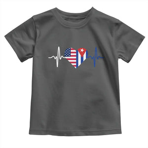 Heartbeat Cuba USA Toddler T Shirt Cuban American Pride TS12 Dark Heather Print Your Wear