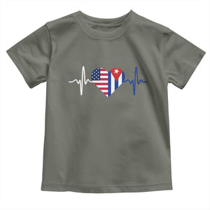 Heartbeat Cuba USA Toddler T Shirt Cuban American Pride TS12 Military Green Print Your Wear