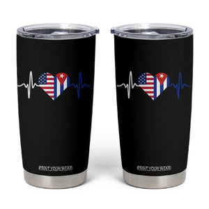 Heartbeat Cuba USA Tumbler Cup Cuban American Pride TS12 Black Print Your Wear