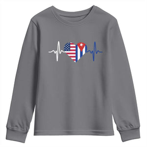Heartbeat Cuba USA Youth Sweatshirt Cuban American Pride TS12 Charcoal Print Your Wear