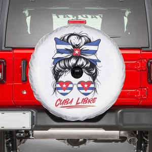 Cuba Libre Spare Tire Cover Messy Bun Cuban Woman Sunglasses TS12 White Print Your Wear