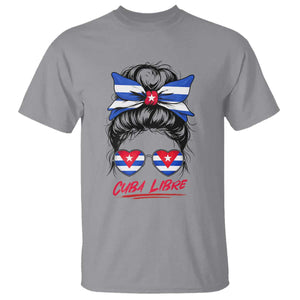 Cuba Libre T Shirt Messy Bun Cuban Woman Sunglasses TS12 Sport Gray Print Your Wear