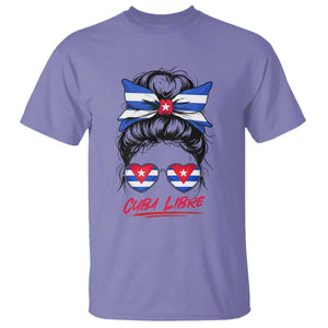 Cuba Libre T Shirt Messy Bun Cuban Woman Sunglasses TS12 Violet Print Your Wear
