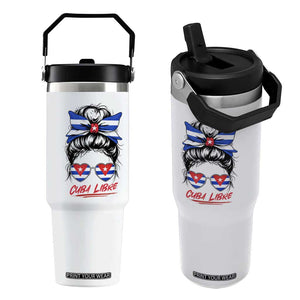 Cuba Libre Flip Straw Tumbler Messy Bun Cuban Woman Sunglasses TS12 One Size: 30 oz White Print Your Wear