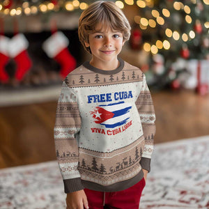 Cuban American Pride Ugly Christmas Sweater Freedom For Cuba TS12 Mocha Mousse Print Your Wear
