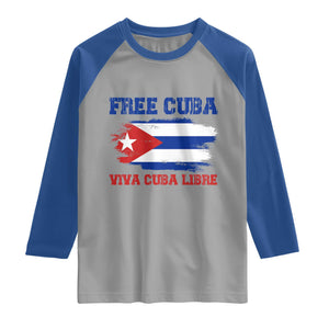 Cuban American Pride Raglan Shirt Freedom For Cuba TS12 Sport Gray Royal Print Your Wear