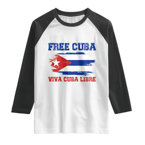 Cuban American Pride Raglan Shirt Freedom For Cuba TS12 White Black Print Your Wear