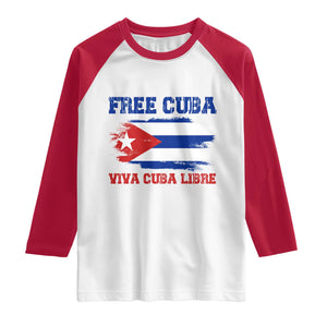 Cuban American Pride Raglan Shirt Freedom For Cuba TS12 White Red Print Your Wear