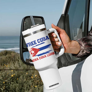 Cuban American Pride Tumbler With Handle Freedom For Cuba TS12 Print Your Wear