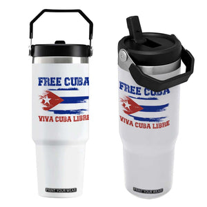Cuban American Pride Flip Straw Tumbler Freedom For Cuba TS12 One Size: 30 oz White Print Your Wear