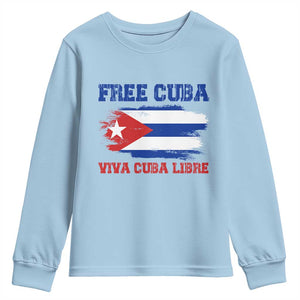 Cuban American Pride Youth Sweatshirt Freedom For Cuba TS12 Light Blue Print Your Wear