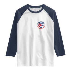 Free Cuba Viva Cuba Libre Raglan Shirt SOS Cuba Energy Crisis TS12 White Navy Print Your Wear