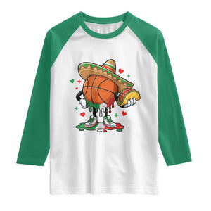 Funny Cinco De Mayo Basketball Raglan Shirt Mexican Fiesta Party TS12 White Kelly Green Print Your Wear