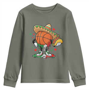 Funny Cinco De Mayo Basketball Youth Sweatshirt Mexican Fiesta Party TS12 Military Green Print Your Wear