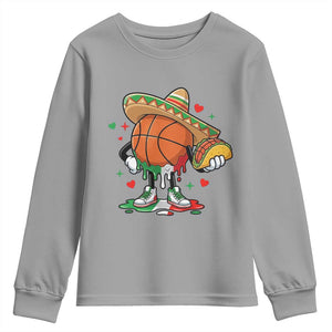 Funny Cinco De Mayo Basketball Youth Sweatshirt Mexican Fiesta Party TS12 Sport Gray Print Your Wear