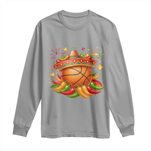 Funny Cinco De Mayo Basketball Long Sleeve Shirt Mexican Fiesta Hoops Party TS12 Sport Gray Print Your Wear