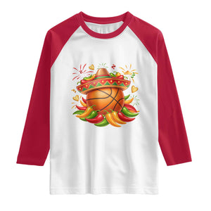 Funny Cinco De Mayo Basketball Raglan Shirt Mexican Fiesta Hoops Party TS12 White Red Print Your Wear
