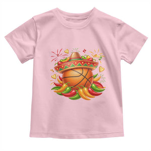 Funny Cinco De Mayo Basketball Toddler T Shirt Mexican Fiesta Hoops Party TS12 Light Pink Print Your Wear