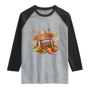 Funny Cinco De Mayo Football Raglan Shirt Mexican Fiesta Party TS12 Heather Gray Black Print Your Wear