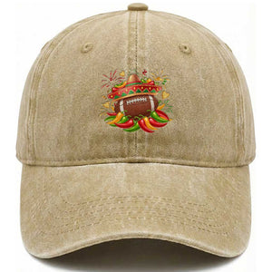 Funny Cinco De Mayo Football Washed Cotton Baseball Cap Mexican Fiesta Party TS12 Print Your Wear